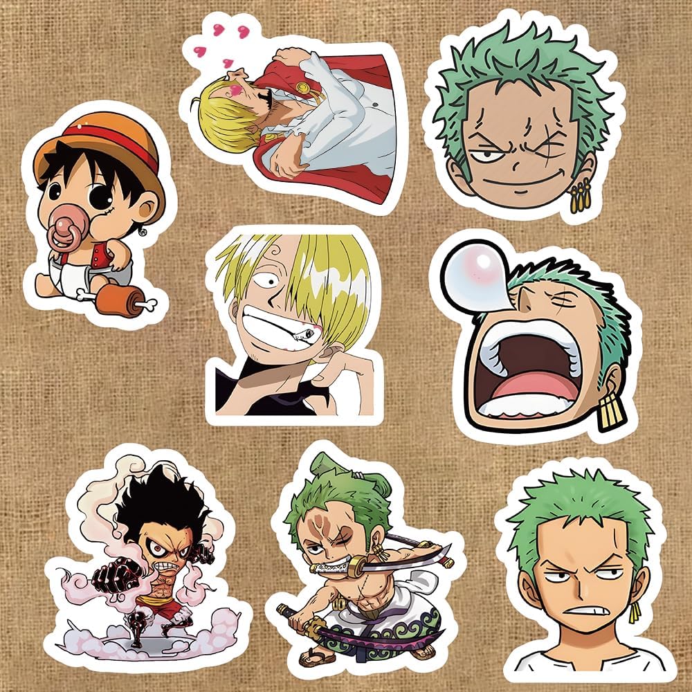 100PCS OP Anime Sticker Pack, Cool Cartoon Vinyl Decals for Laptop Water Bottle Phone Skateboard, Gift for Men Women Fans