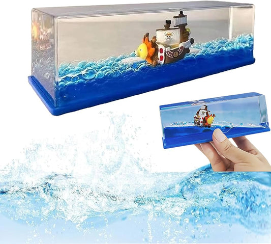 One Piece 3d Ship Fluid Drift Bottle Thousand Sunny Ship Going Merry Boat One Piece Floating Boat Ornament Decompression Decor
