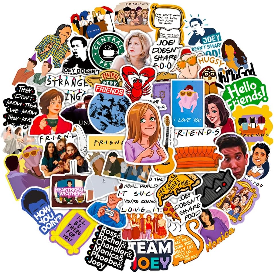 Friends Stickers 50 Pcs Vinyl Waterproof Stickers for Laptop,Bumper,Water Bottles,Computer,Phone,Hard hat,Car Stickers and Decals