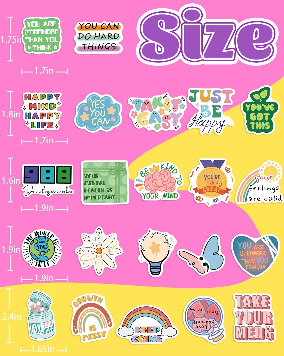 50 PCS Mental Health Matters Stickers Pack for Journals, Laptops, Water Bottles, Therapist Office Decor, Counselor Office Must Haves, Positive Quote Decals for Mental Health Awareness