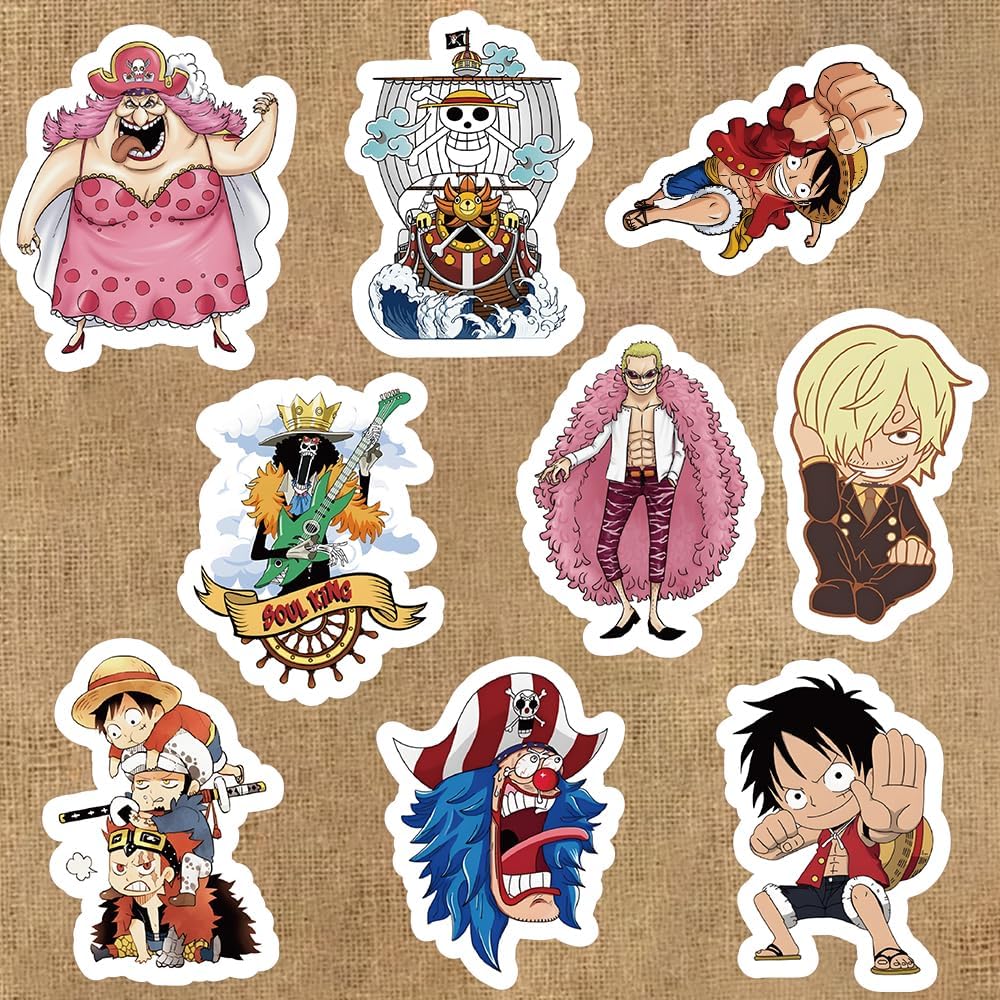 100PCS OP Anime Sticker Pack, Cool Cartoon Vinyl Decals for Laptop Water Bottle Phone Skateboard, Gift for Men Women Fans