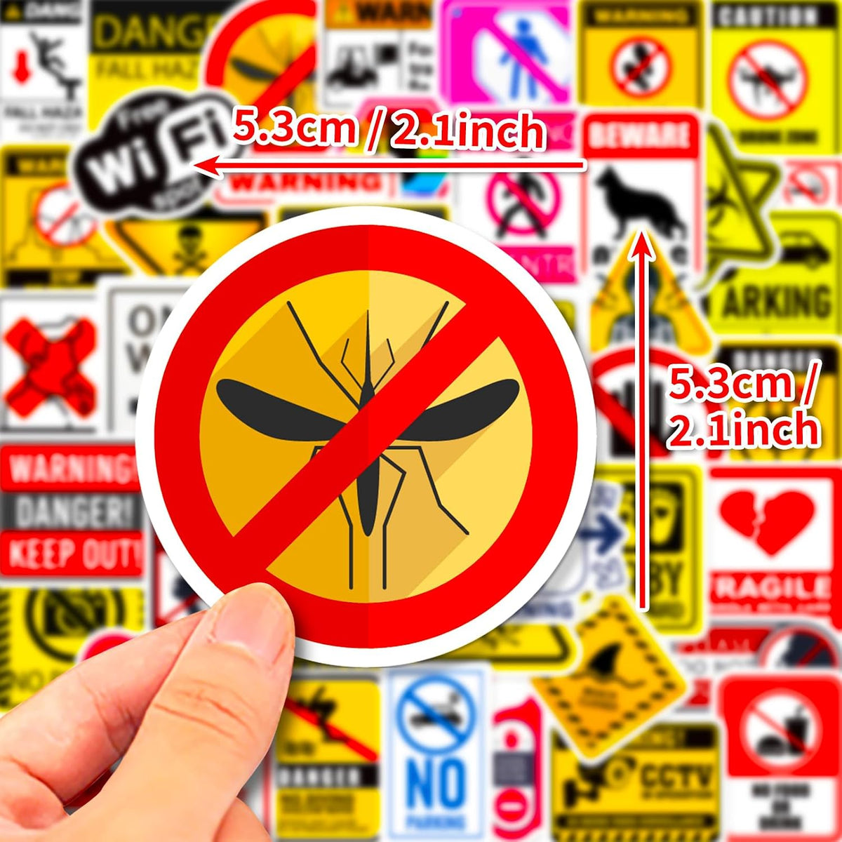 100PCS Warning Sign Stickers for Kids Funny Road Signs Stickers for Water Bottles Cute Identification Decals Street Signs for Laptop Hydroflask Journaling Classroom