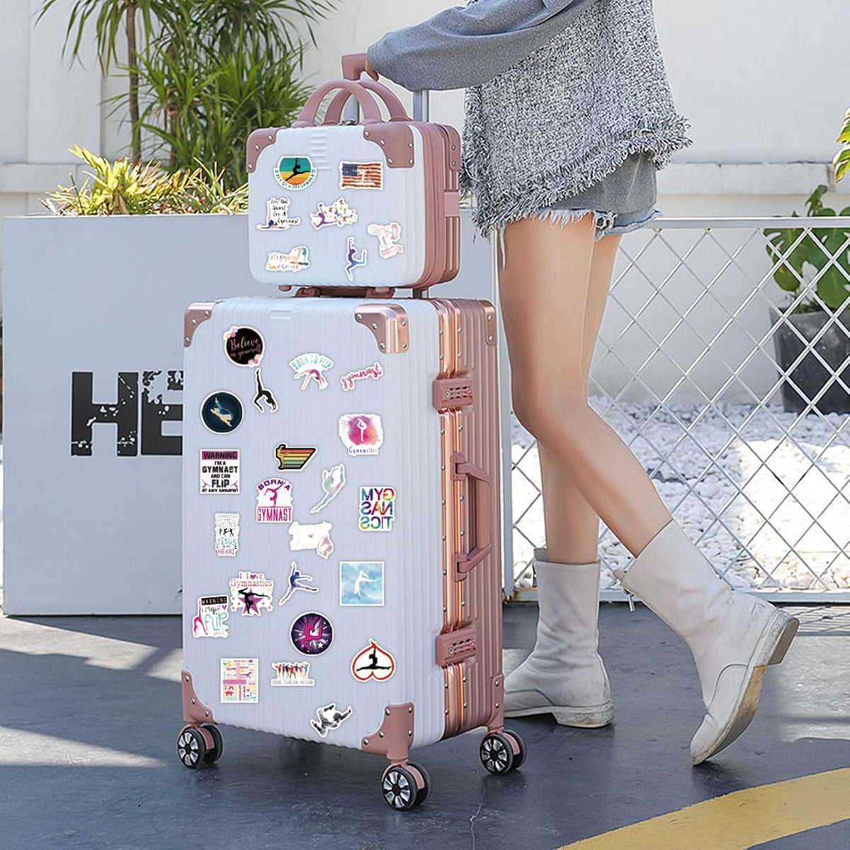 100pcs Gymnastics Sticker Pack, Cool Sport Waterproof Vinyl Decal for Girl Teen Adults Kids Water Bottle Laptop Luggage Notebook Scrapbook Helmet Skateboard Guitar Phone (Gymnastics