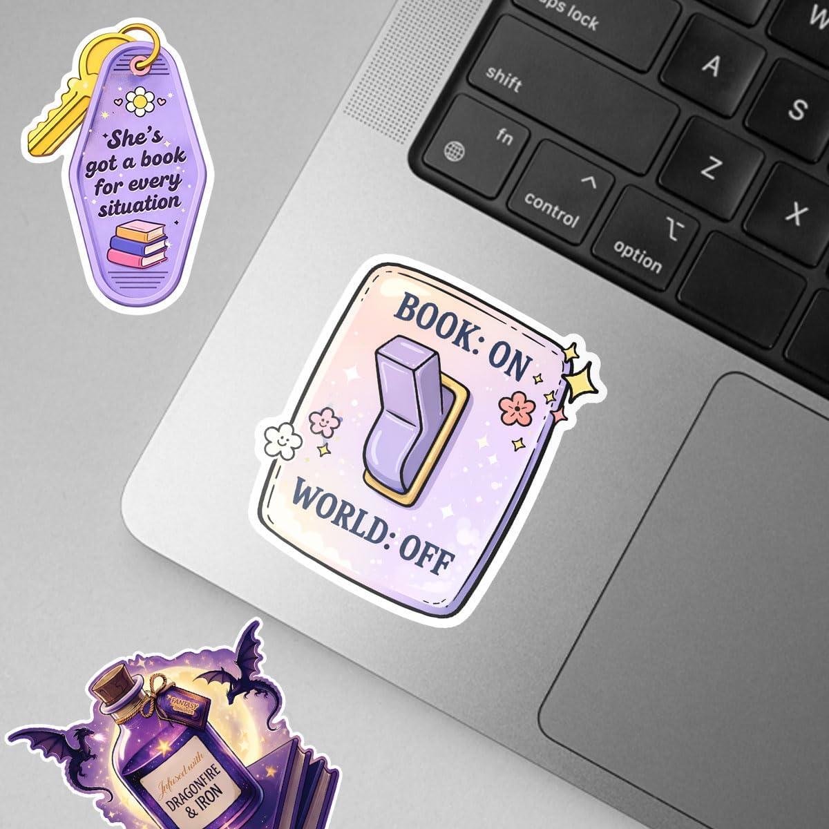 12 Pcs Bookish Fantasy Stickers, Book Lover Reading Stickers, Book Girl Purple Pink Aesthetic Stickers for Readers, Decor for Water Bottle, Laptop, Kindle, iPad, Journal