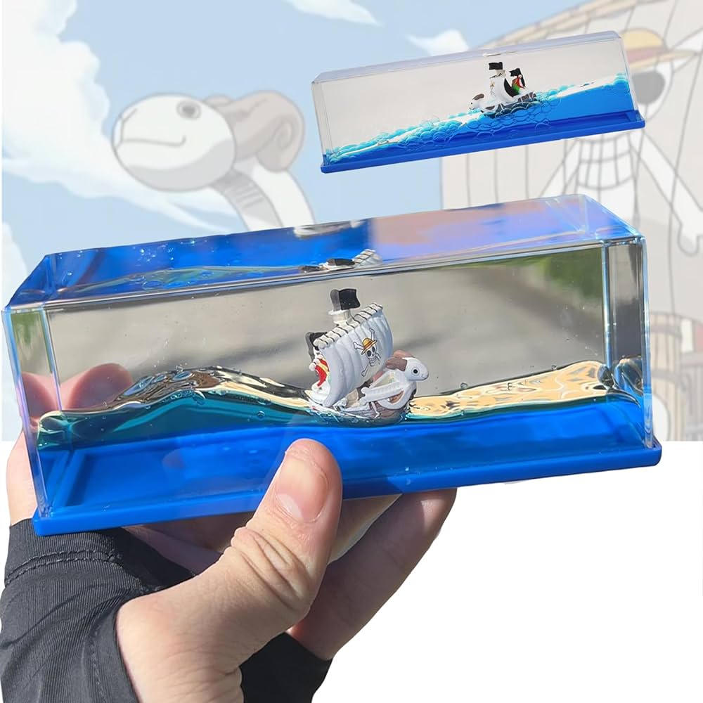 One Piece 3d Ship Fluid Drift Bottle Thousand Sunny Ship Going Merry Boat One Piece Floating Boat Ornament Decompression Decor