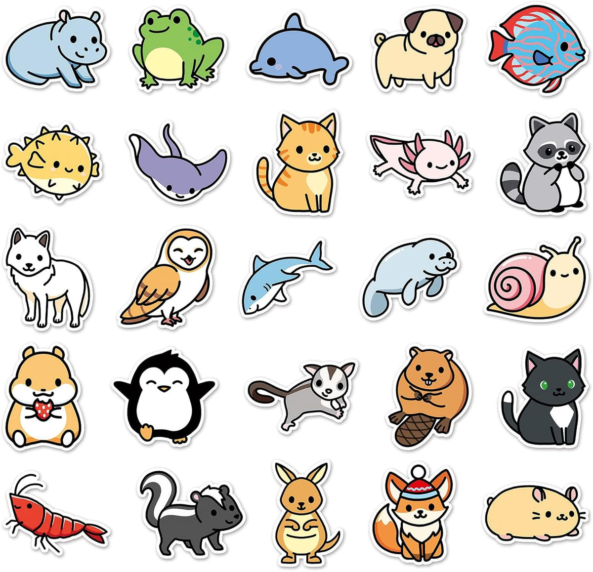 Animals and Stuff Cute Cool Funny 100 Vinyl Stickers Water Bottles Gifts Waterproof Laptop Guitar Luggage Bike iPhone Skateboards Helmet MacBook Ipad Phone Cover (Cute Animals #3, 100)