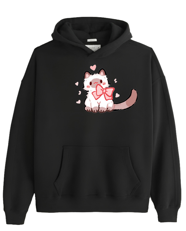 cat Oversize Hoodie Black 71