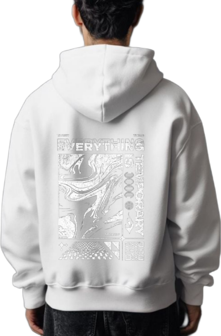 EVERYTHING IS TEMPORARY Back text oversize hoodie White back 71