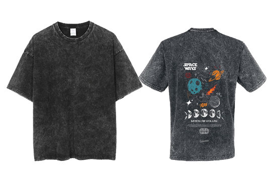 Moon Revolution Back text One Size t- shirt Washed Back 70