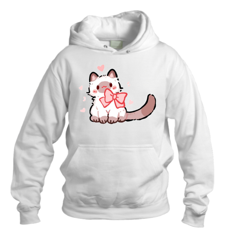 cat Oversize Hoodie White 71