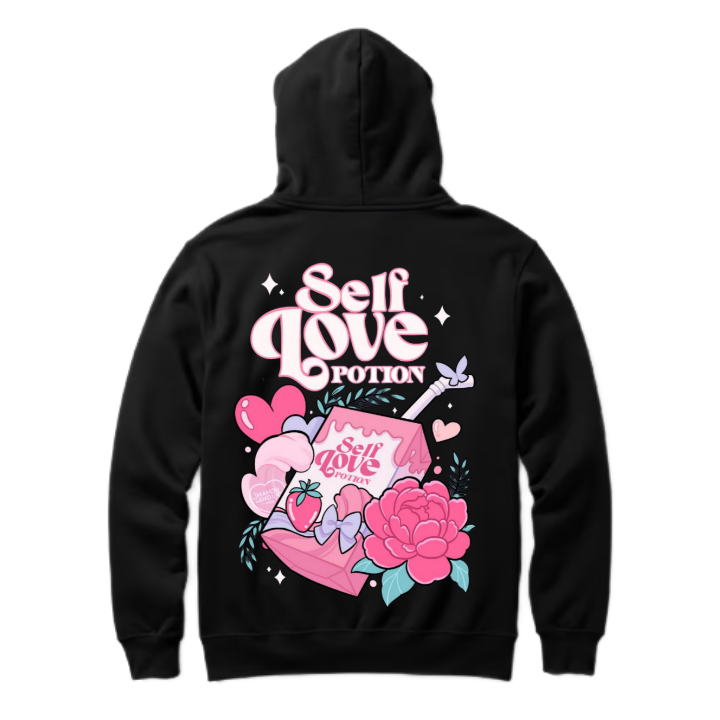 Self Love Potion One Size hoodie Black Back 71