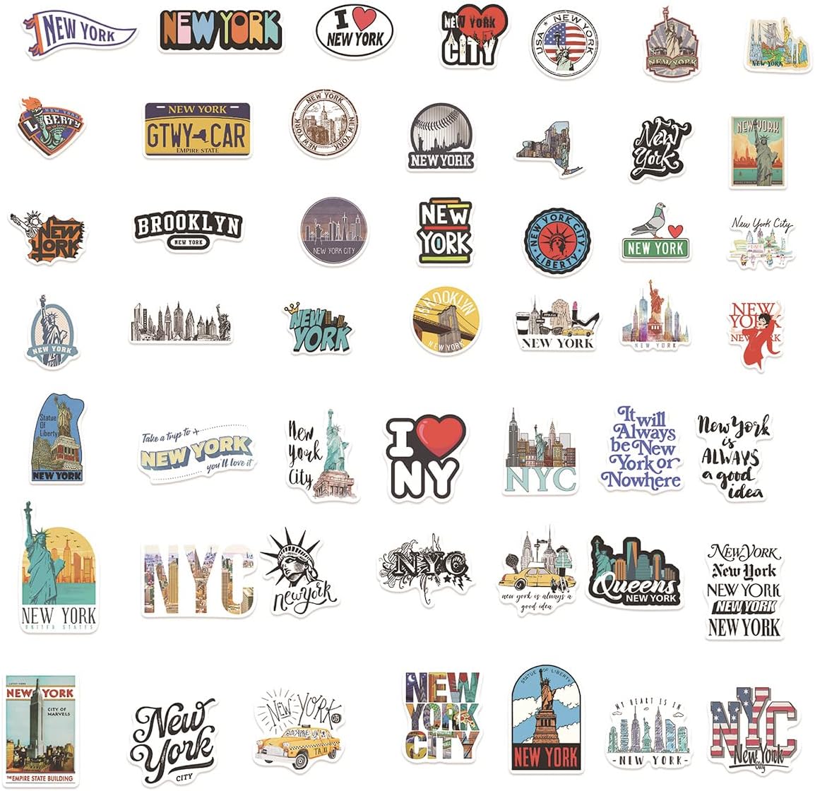 Durlo 50 PCS New York Graffiti Stickers,New York State Travel Stickers for Personalized Decoration Guitar Notebook Luggage