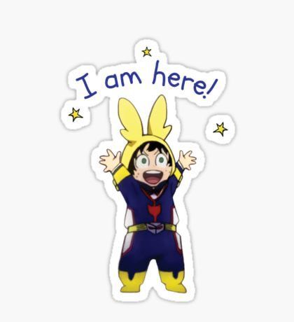 My Hero Academia Izuku Midoriya Chibi Anime Sticker - "I Am Here" Cute Deku Vinyl Decal for Laptop, Water Bottle, Journal, and Phone Case