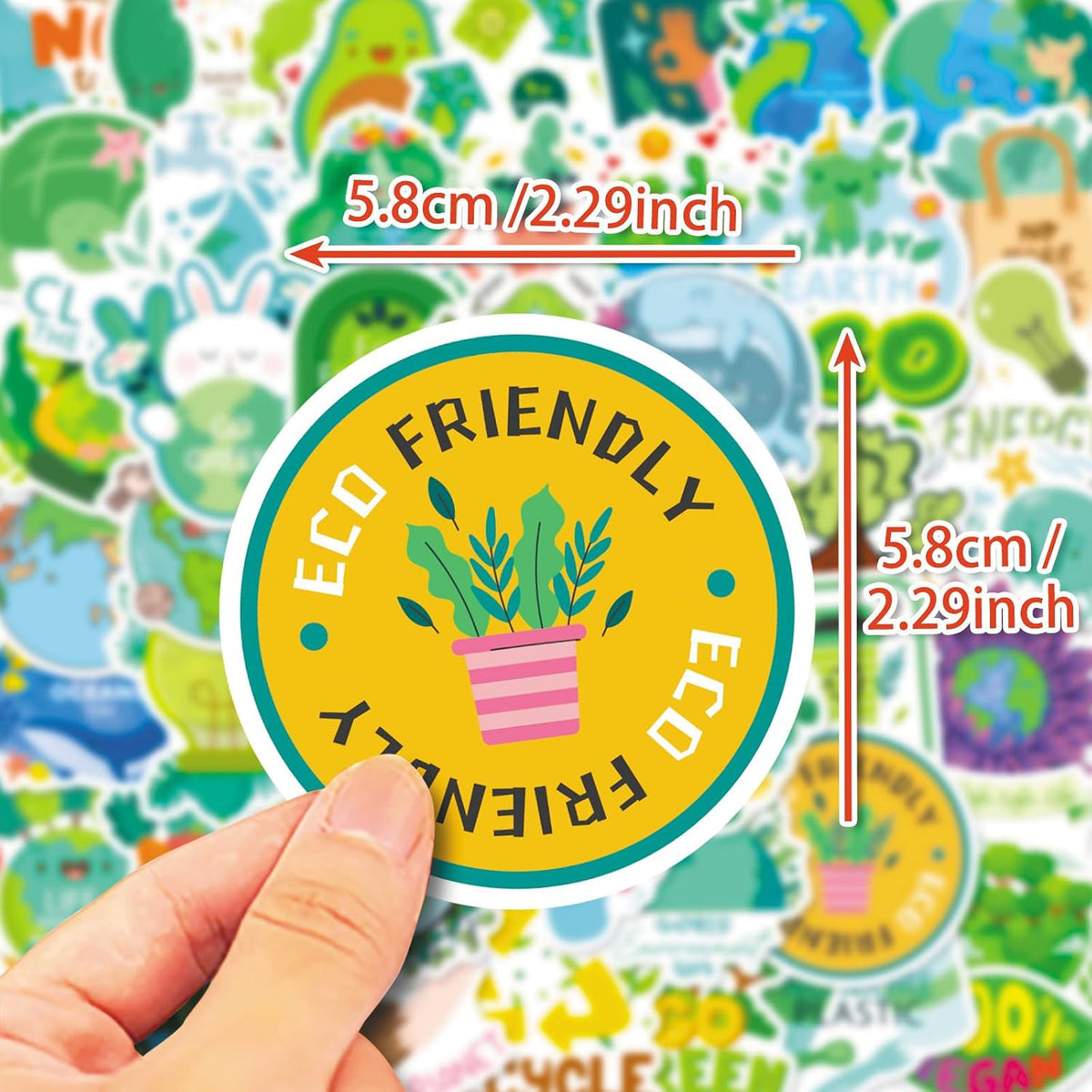 Environmental Protection Stickers 100PCS, Waterproof Vinyl Save Planet Earth Decals for Water Bottle Journal & Scrapbook, Laptop Luggage Skateboard Guitar