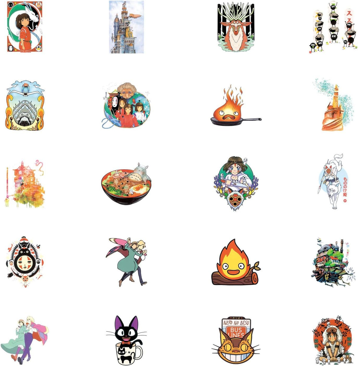 100pcs Hayao Miyazaki Stickers，Studio Ghibli Anime Aesthetic Sticker Decals for Water Bottle,Laptop,Phone,Hard Hat,Skateboard,Scrapbooking,Bumper