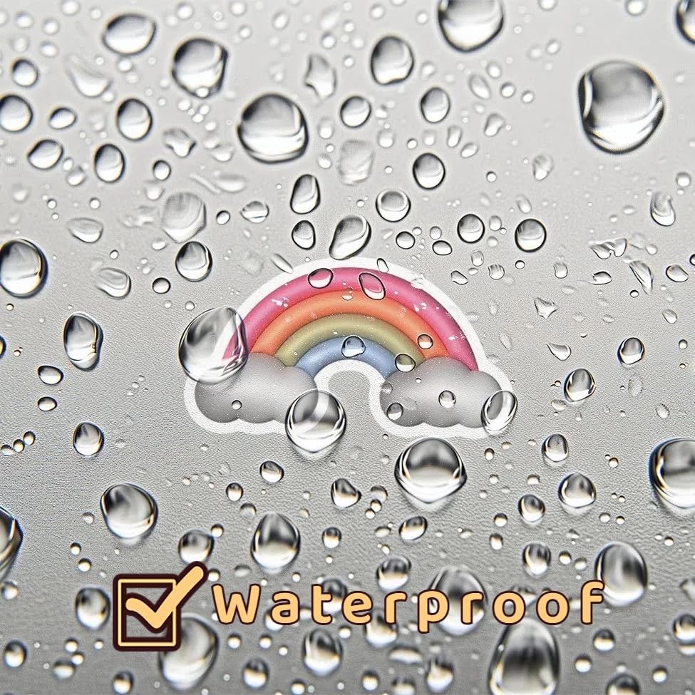 100pcs Rainbow Stickers, Colorful Waterproof Rainbow Stickers, DIY Stickers for Bottle Laptop Skateboard Luggage Car Guitar Computer Refrigerator Parties, Vinyl Decoration Stickers for Girls, Cartoon