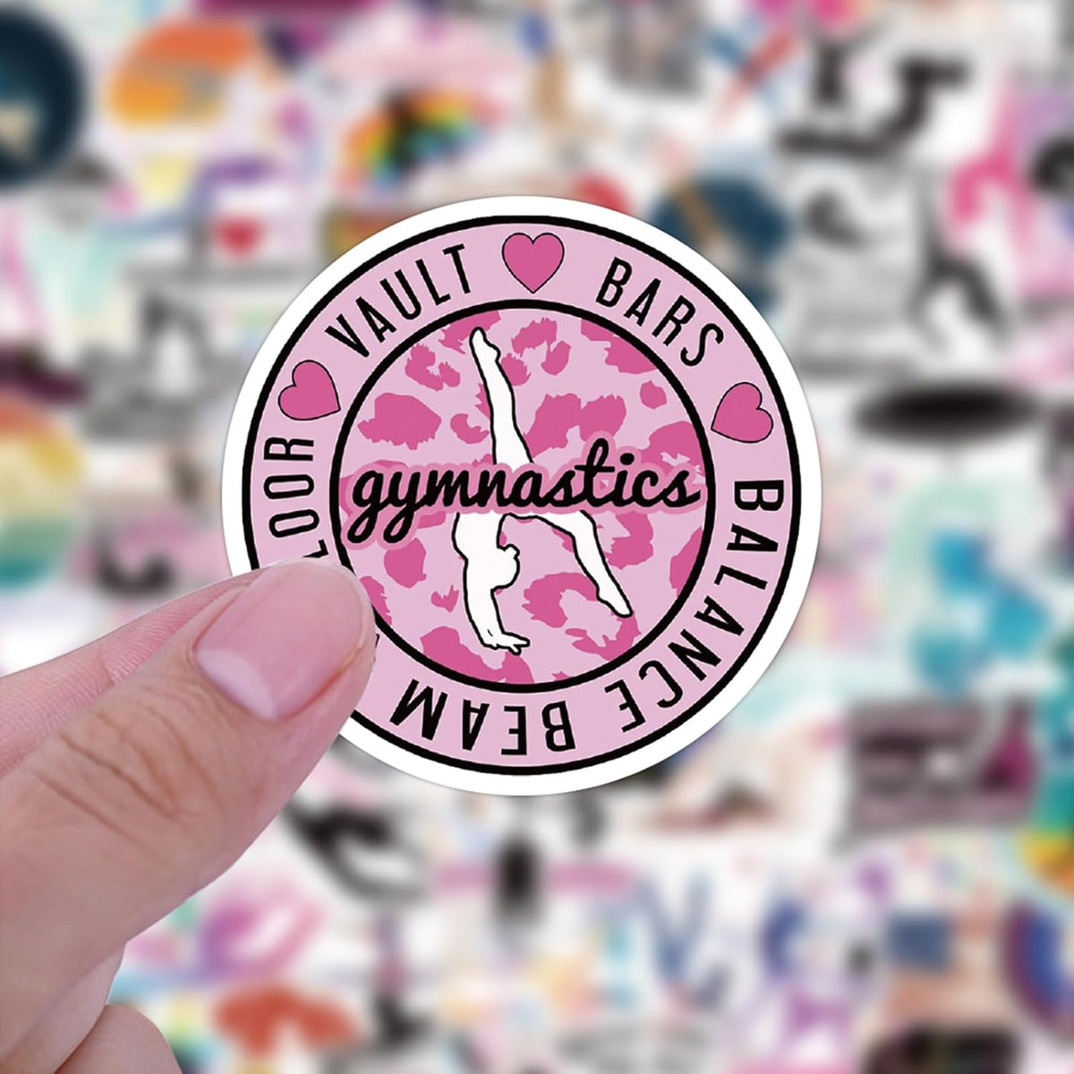 100pcs Gymnastics Sticker Pack, Cool Sport Waterproof Vinyl Decal for Girl Teen Adults Kids Water Bottle Laptop Luggage Notebook Scrapbook Helmet Skateboard Guitar Phone (Gymnastics