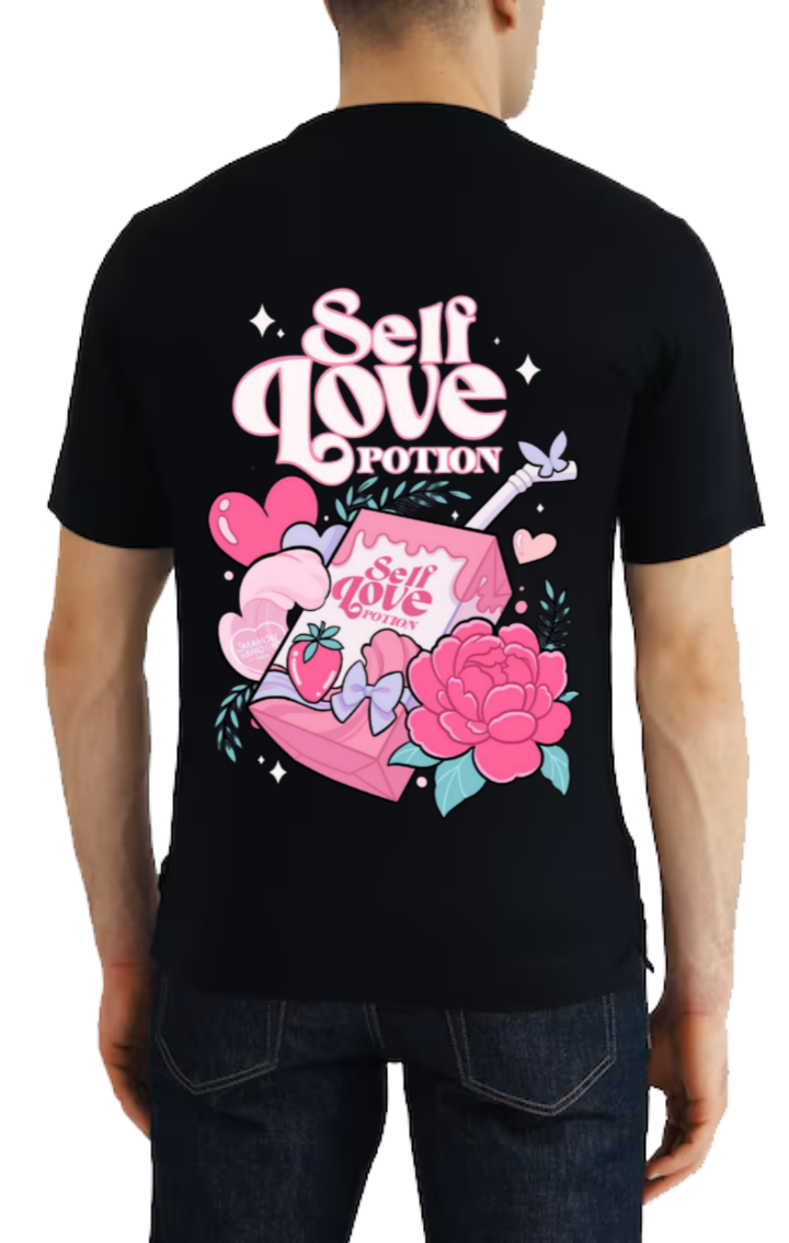 Self Love Potion t- shirt One Size Black back 72