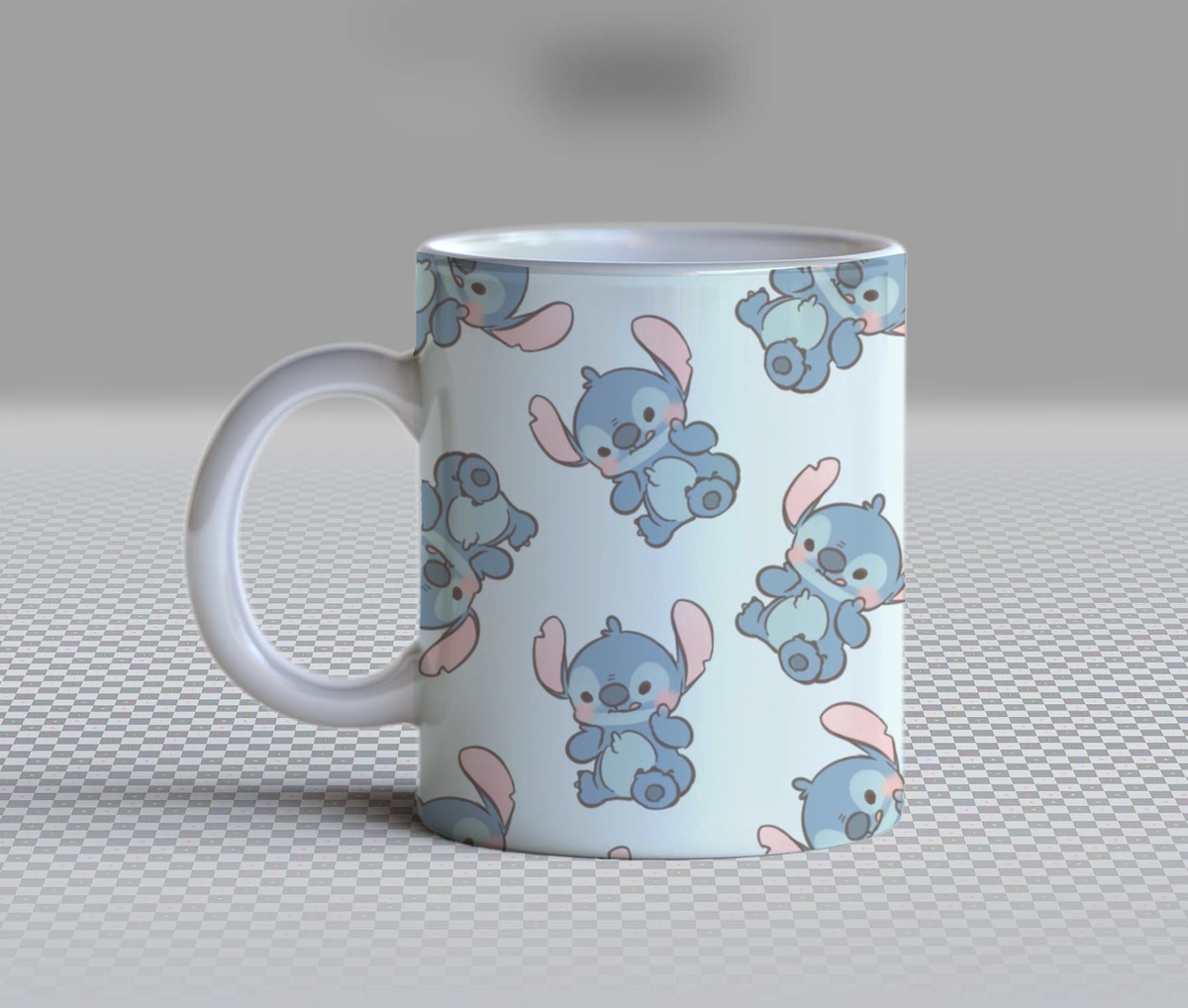 Cute Blue Alien Ceramic Coffee Mug – 11oz Aesthetic Kawaii Cartoon Experiment 626 Tea Cup, Pastel Blue Stitch-Inspired Pattern Mug for Coffee Lovers, Lovely Birthday Gift for Women, Girls, Teens & Anime Fans