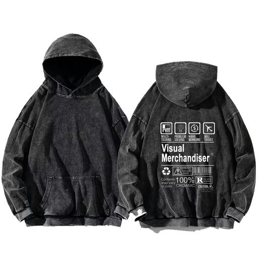 Visual Merchandiser Bear Back text oversize hoodie Washed back 72