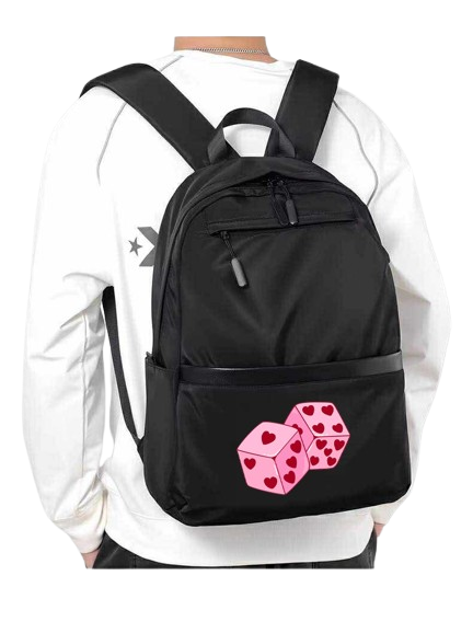 Pink Heart Dice School Back bag bag 119