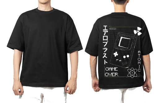 GAME OVER Back text One Size t- shirt Black Back 68