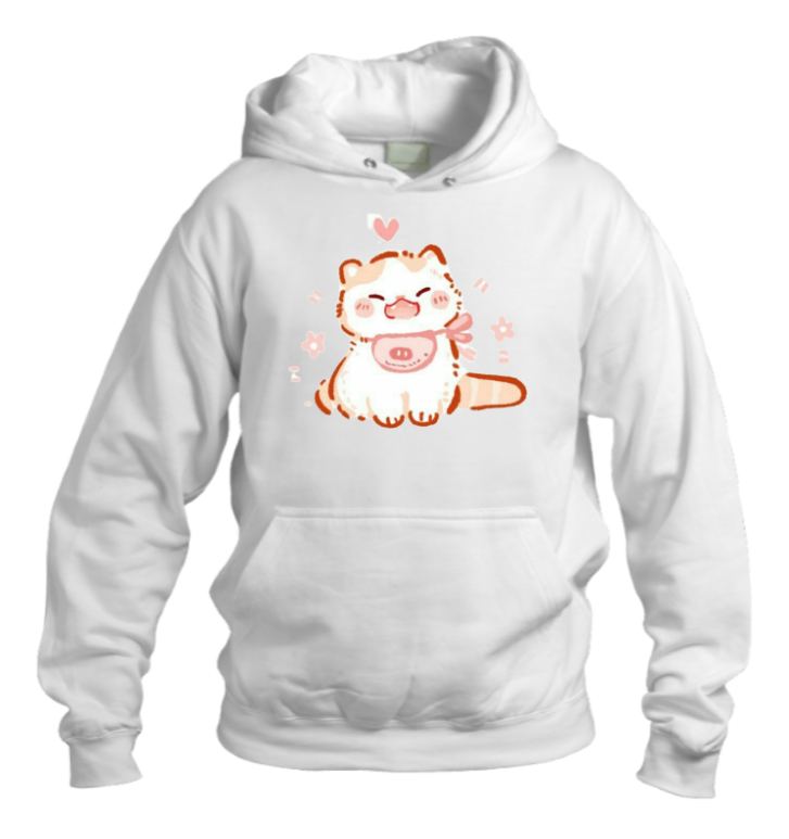 cat Oversize Hoodie White 72