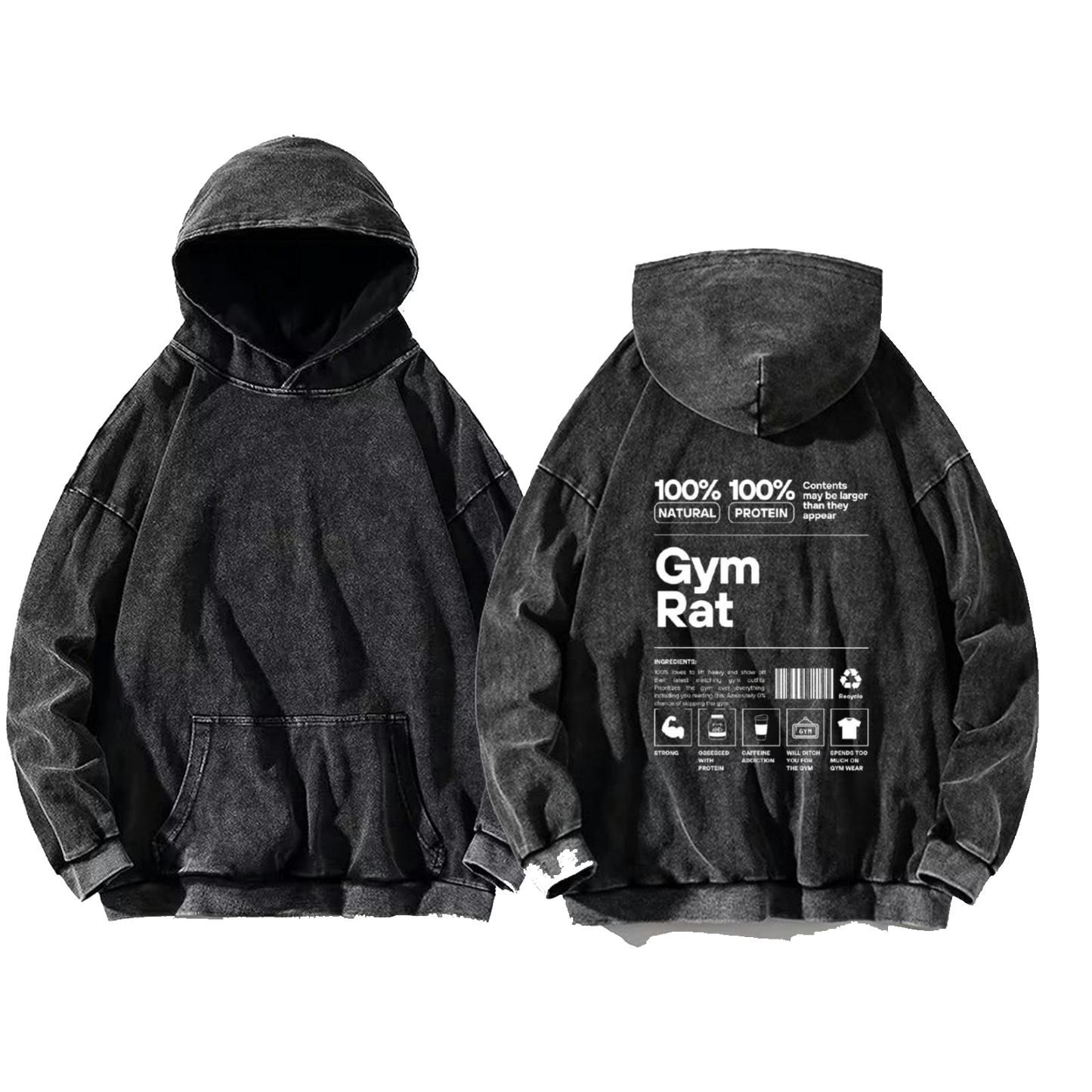 Architect Bear Back text oversize hoodie Washed back 73