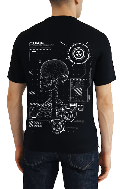 CURIE Back text One Size t- shirt Black Back 69