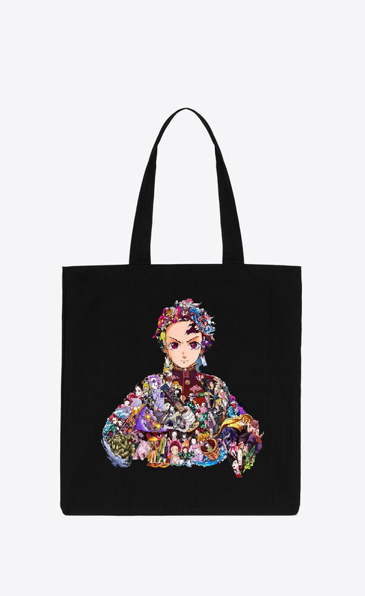 Anime Demon slayer nezuko tanjiro tote bag Black 74