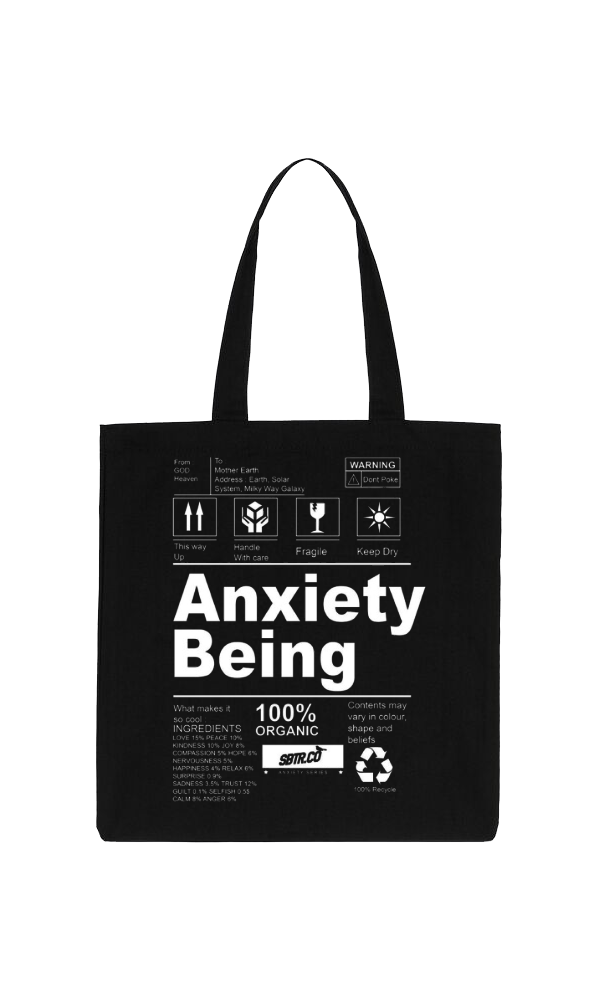 Anxiety Being Back text tote bag Black 71