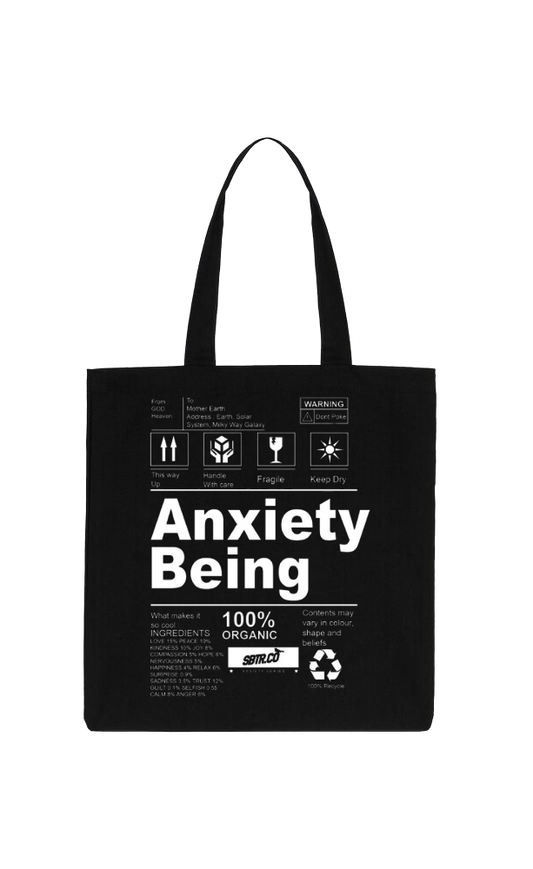 Anxiety Being Back text tote bag Black 71