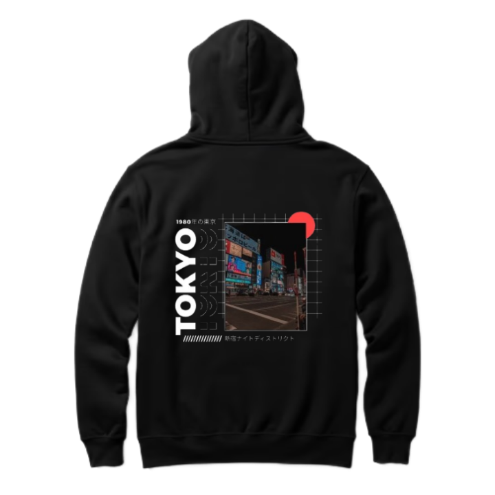 TOKYO Back text oversize hoodie back 74