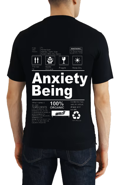 Anxiety Being Back text One Size t- shirt Black Back 70