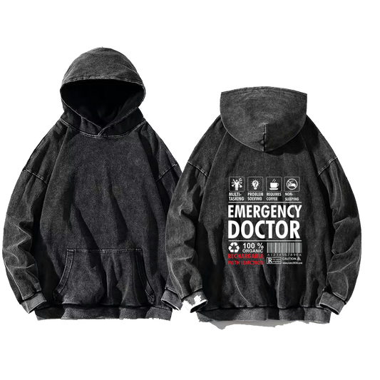 EMERGENCY DOCTOR oversize hoodie Washed back 75