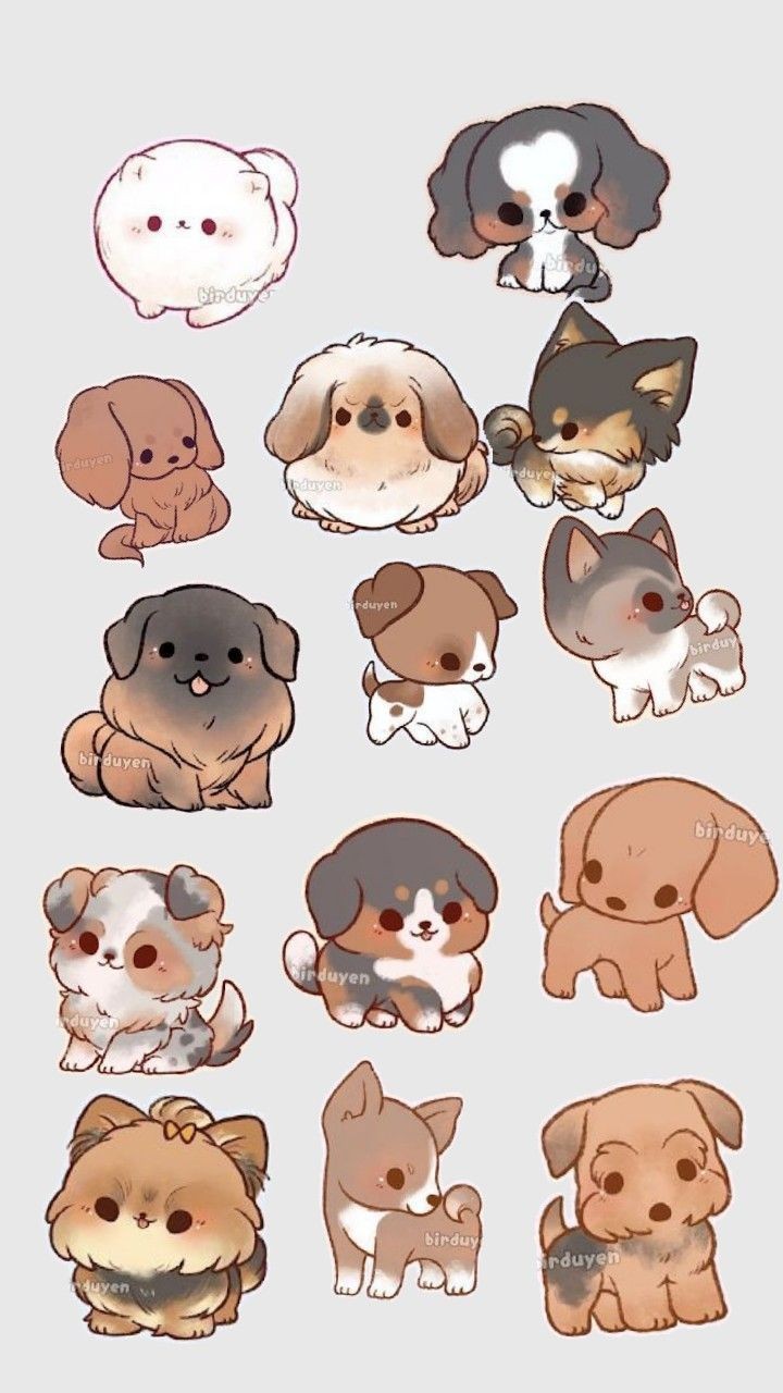 Cute Kawaii Puppies Stickers Pack, Little Dog Breeds, Fluffy Kitty-like Puppies, and Waterproof Vinyl Decals for Water Bottles, Laptops, and Journaling