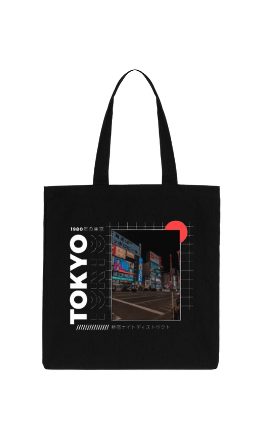 TOKYO Back text tote bag Black 72