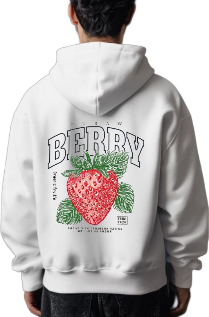 BERRY One Size hoodie White Back 75