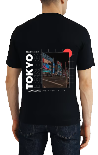 TOKYO Back text One Size t- shirt Black Back 71