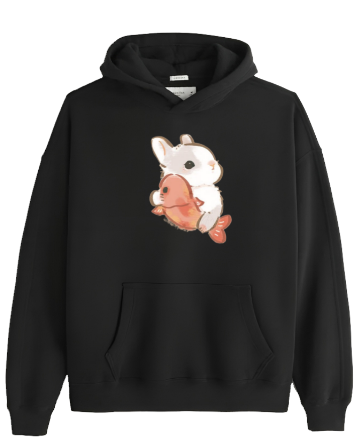bunny Oversize Hoodie Black 75