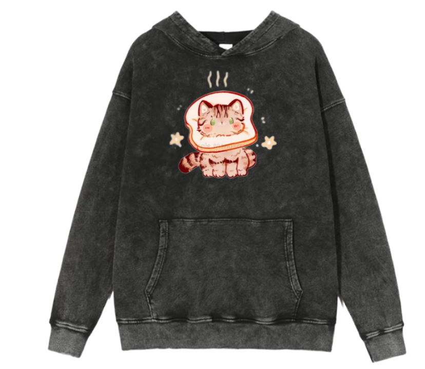 cat Oversize Hoodie Washed 75