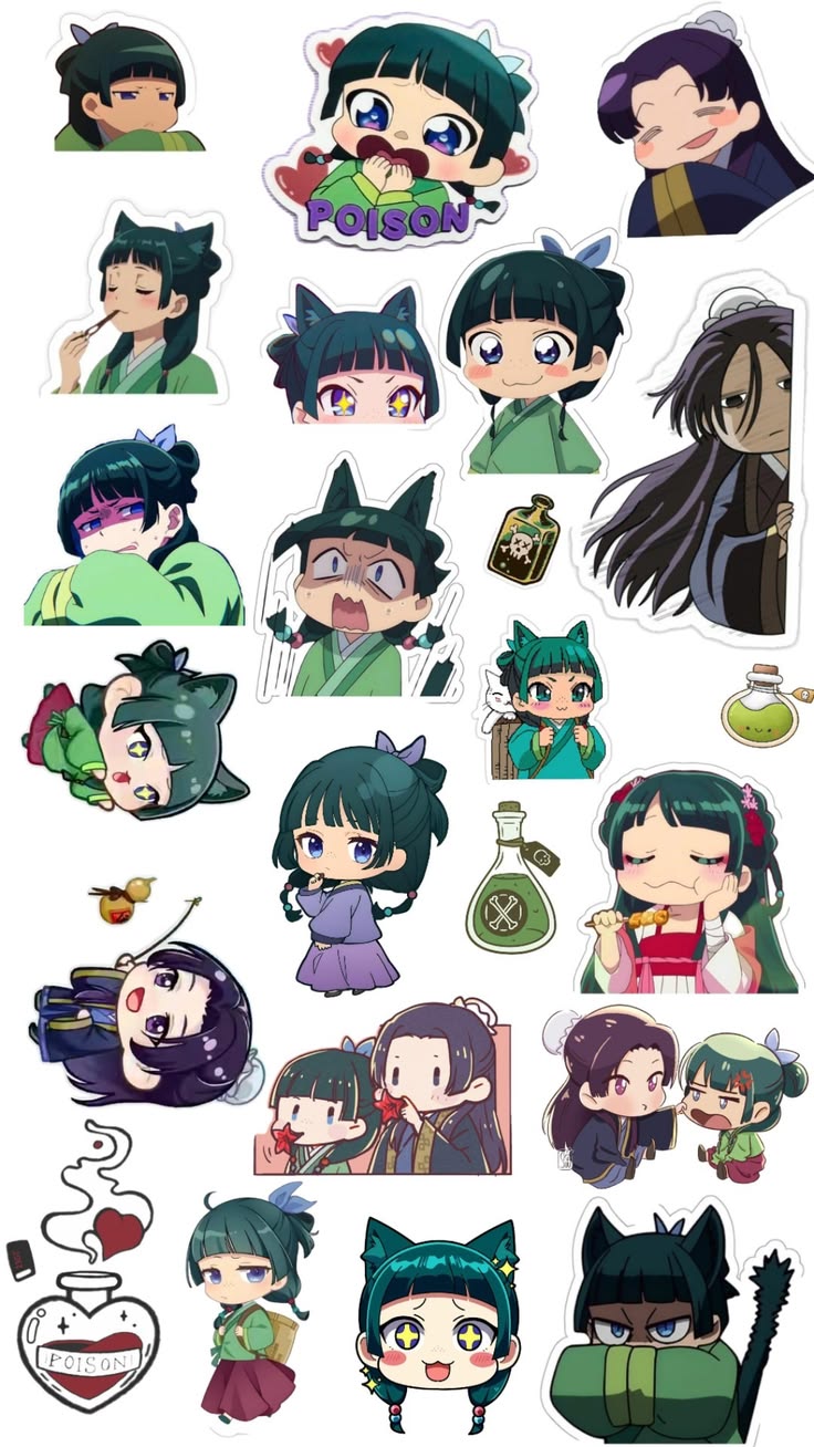 The Apothecary Diaries Anime Stickers, Maomao Waterproof Vinyl Stickers for Laptop, Water Bottle, Skateboard, Luggage, Cute Cartoon Decals for Fans