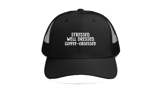 Baseball cap Black STRESSED, WELL DRESSED, COFFEE-OBSESSED 122