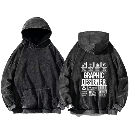 GRAPHIC DESIGNER oversize hoodie Washed back 77