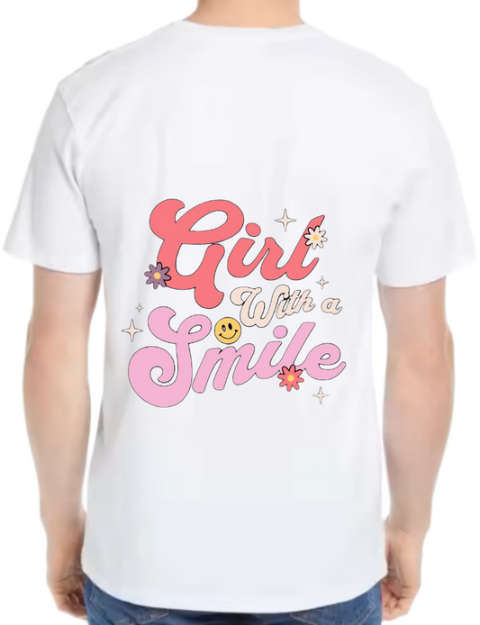 Girl Smile With a t- shirt One Size White back 77