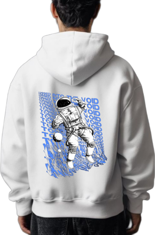 TOSSED INTO THE VOID Back text oversize hoodie White back 78