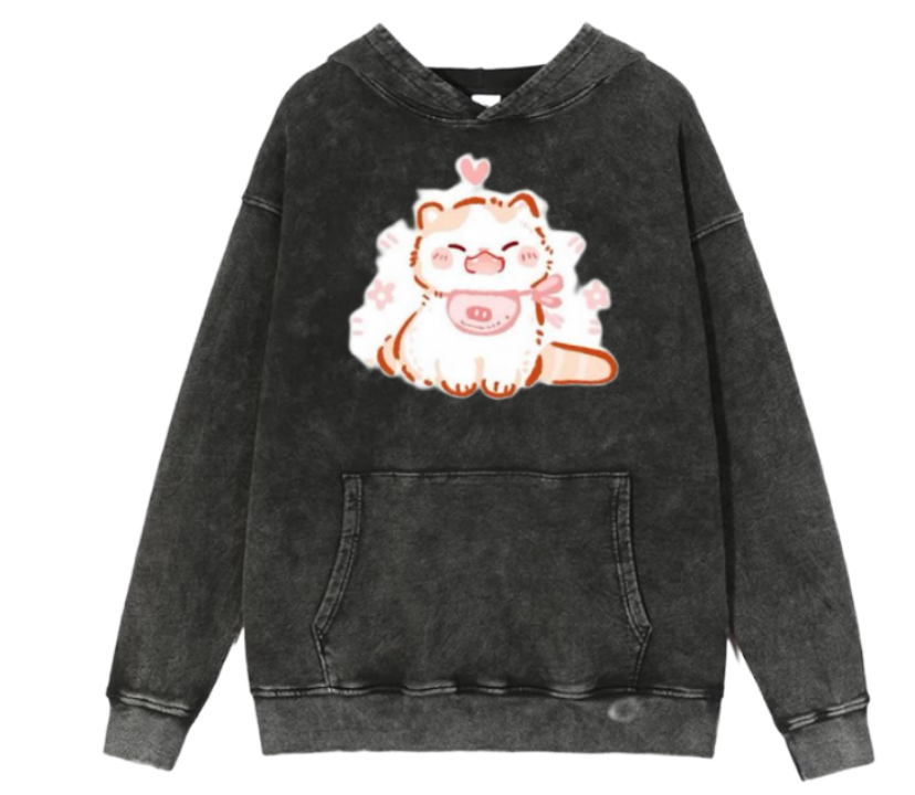 cat Oversize Hoodie Washed 78