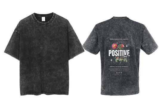 POSITIVE Slay Back text One Size t- shirt Washed Back 56