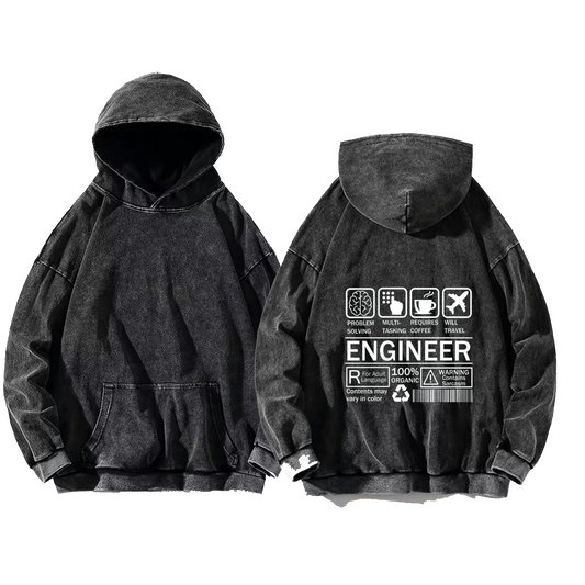 ENGINEER oversize hoodie Washed back 78