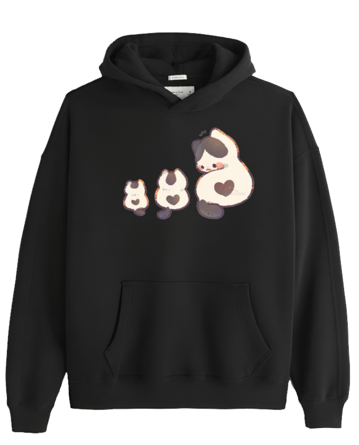 cat Oversize Hoodie Black 78